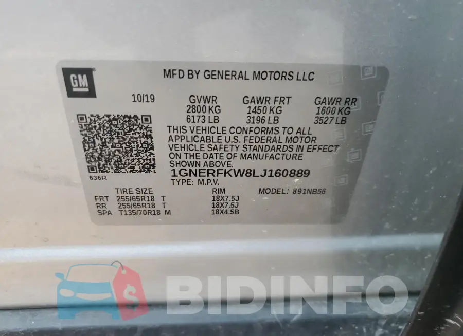 1GNERFKW8LJ160889 Photo# 14