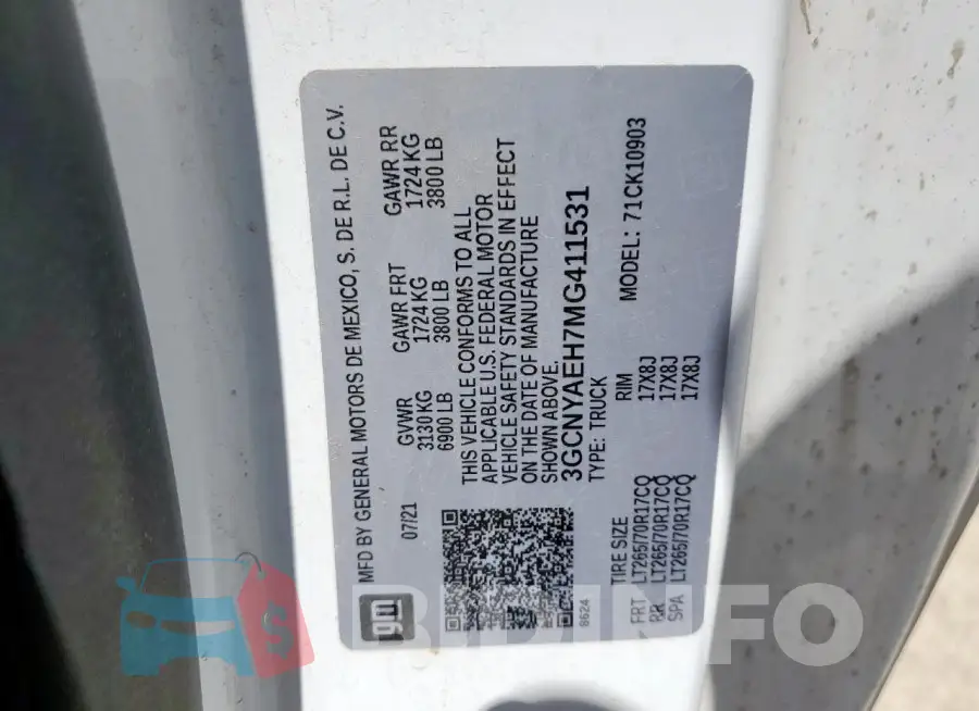 3GCNYAEH7MG411531 Photo# 13