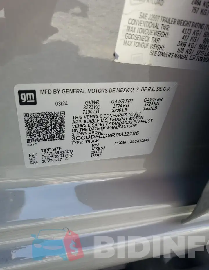 3GCUDFED8RG311186 Photo# 13