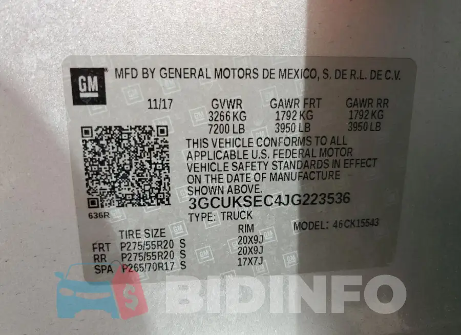 3GCUKSEC4JG223536 Photo# 12