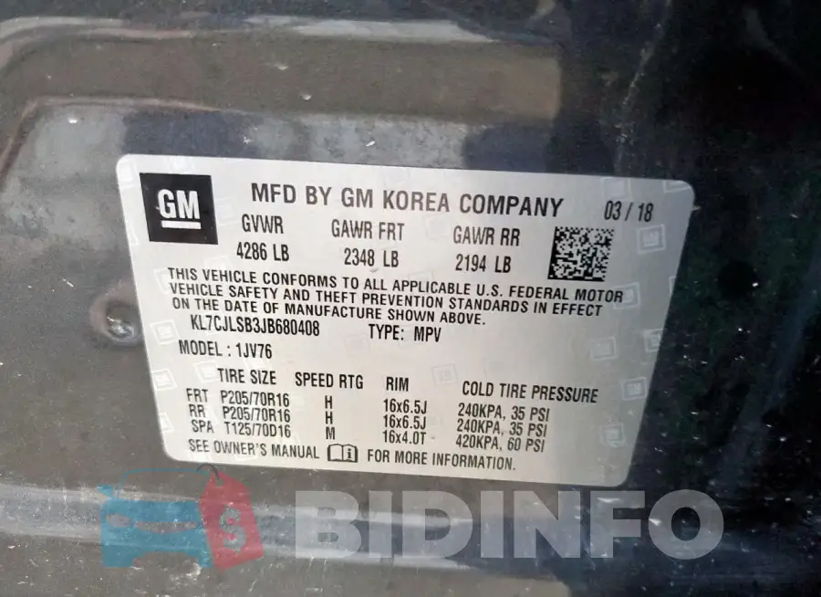 KL7CJLSB3JB680408 Photo# 12