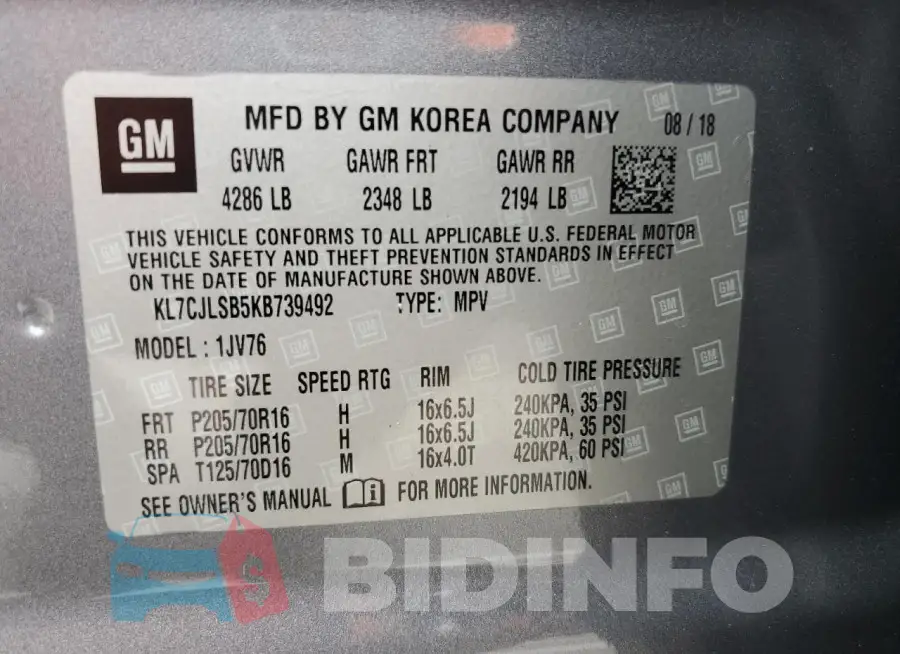 KL7CJLSB5KB739492 Photo# 13