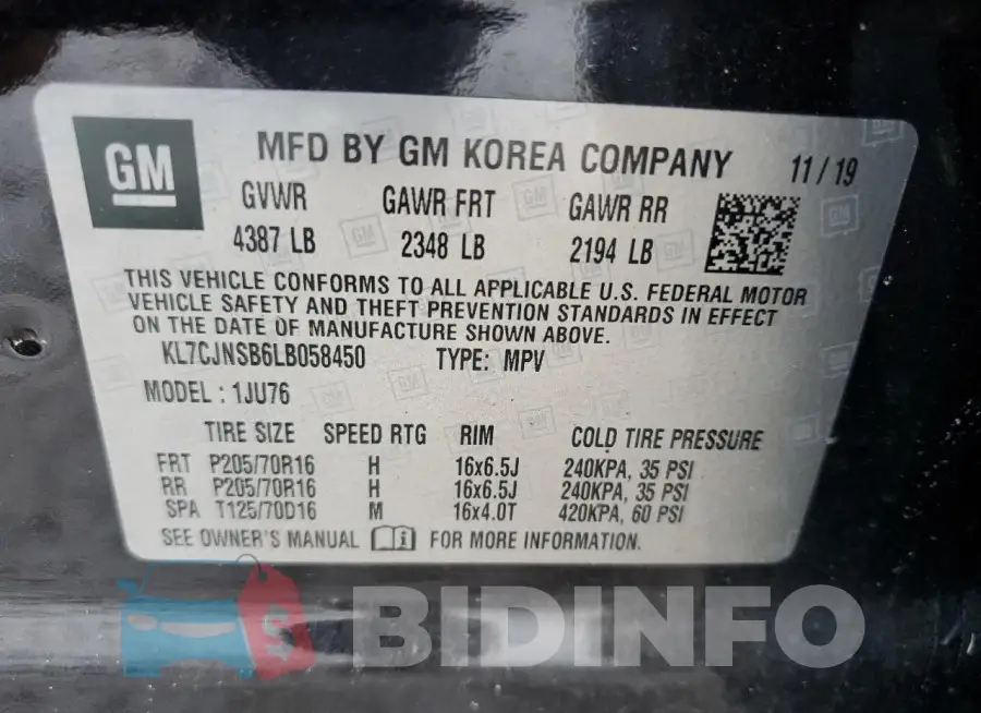KL7CJNSB6LB058450 Photo# 13