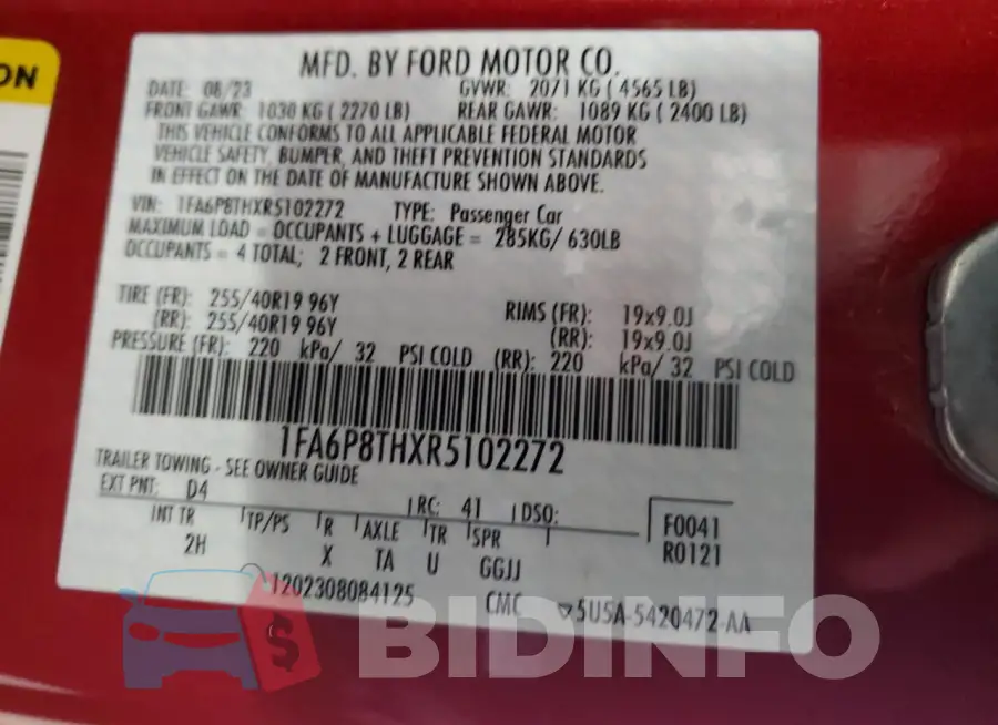 1FA6P8THXR5102272 Photo# 12