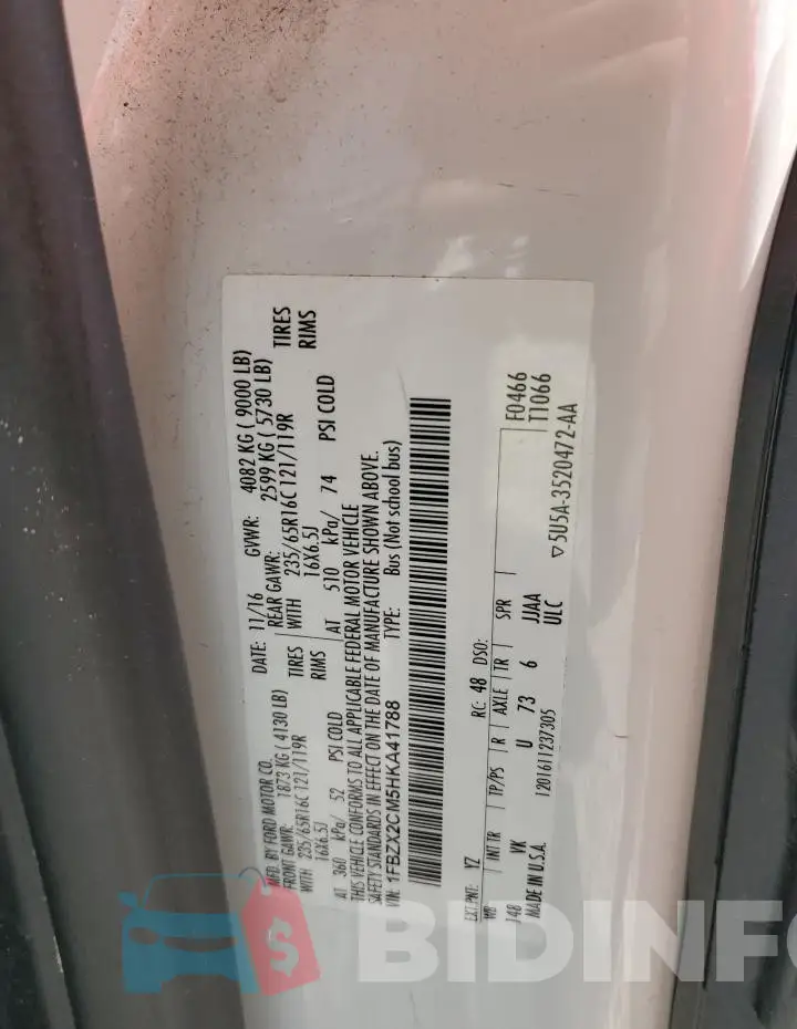 1FBZX2CM5HKA41788 Photo# 13