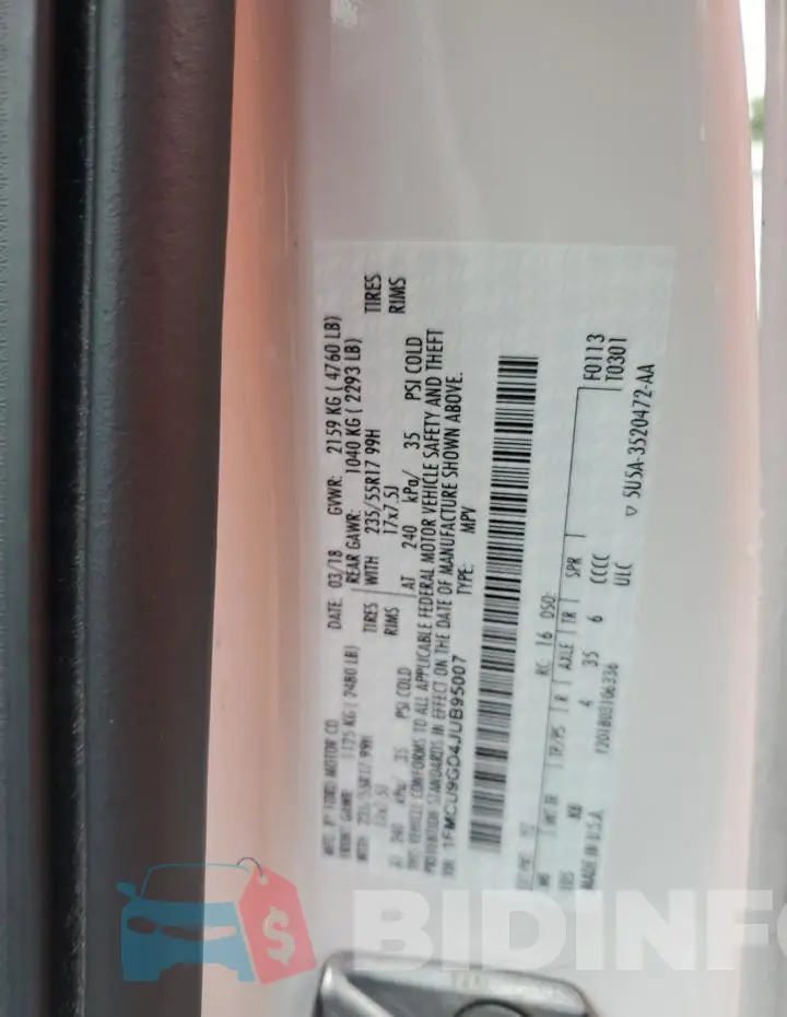 1FMCU9GD4JUB95007 Photo# 13