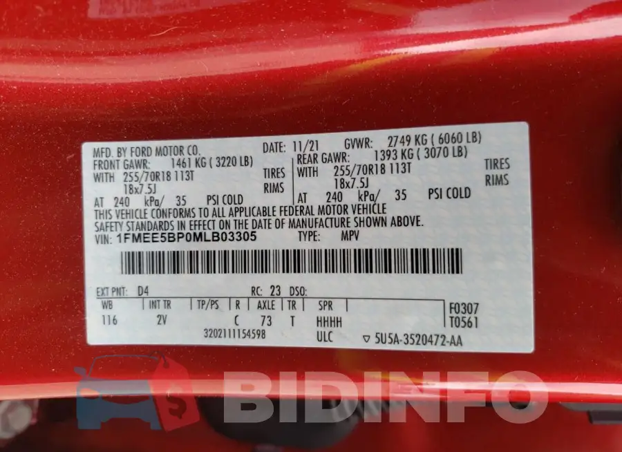 1FMEE5BP0MLB03305 Photo# 13
