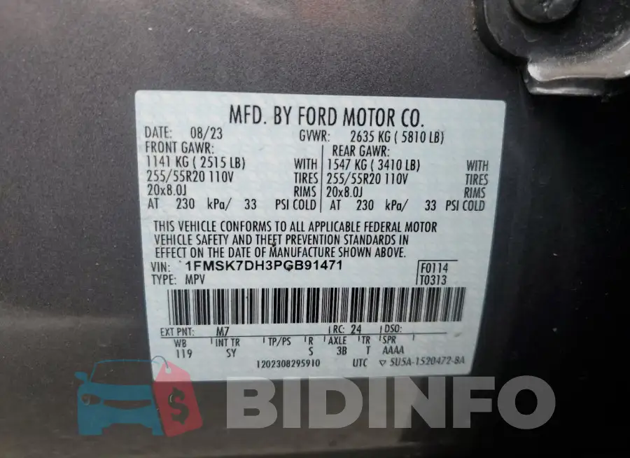1FMSK7DH3PGB91471 Photo# 14