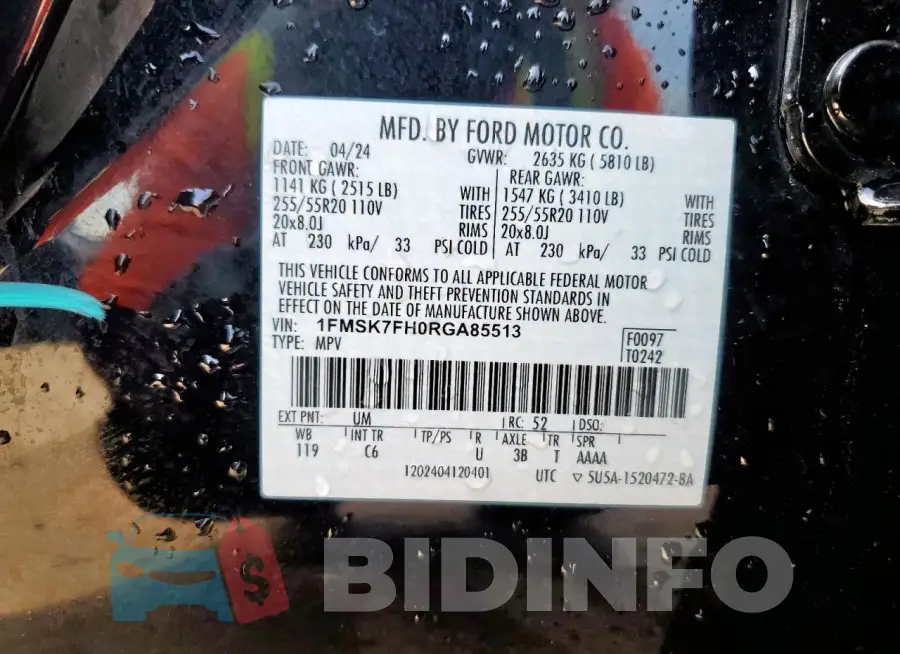 1FMSK7FH0RGA85513 Photo# 13