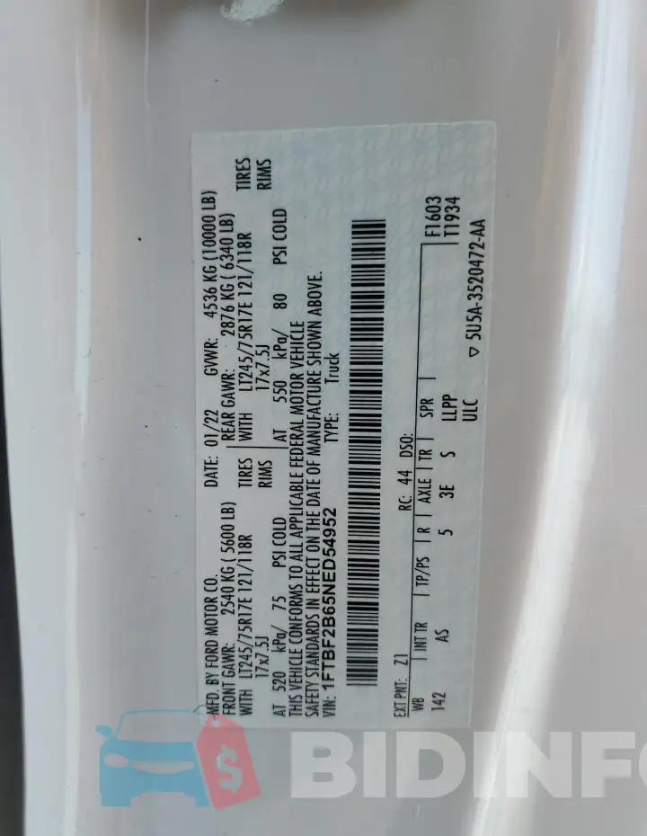 1FTBF2B65NED54952 Photo# 13