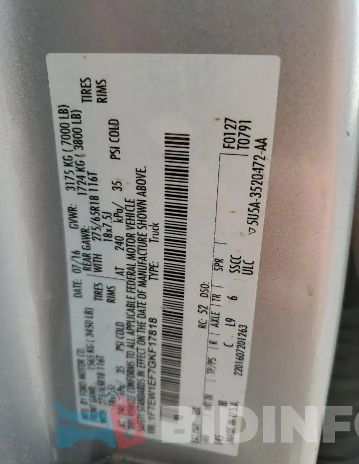 1FTEW1EF7GKF17818 Photo# 12