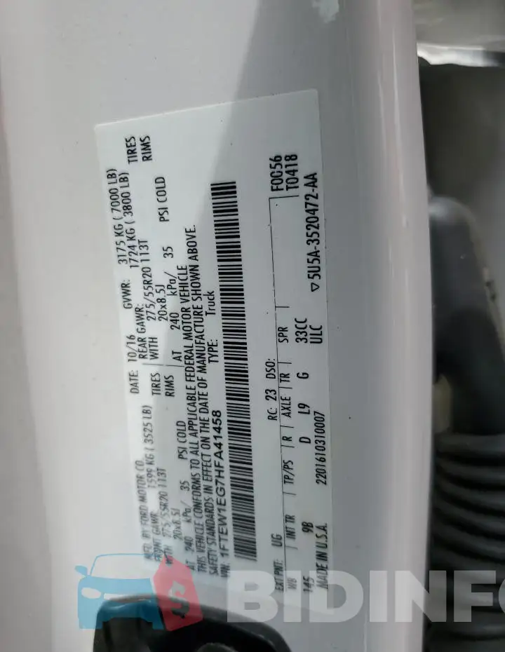 1FTEW1EG7HFA41458 Photo# 12