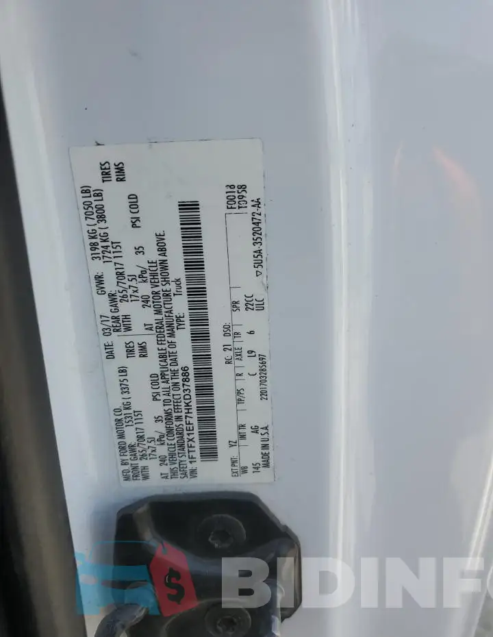 1FTFX1EF7HKD37886 Photo# 12