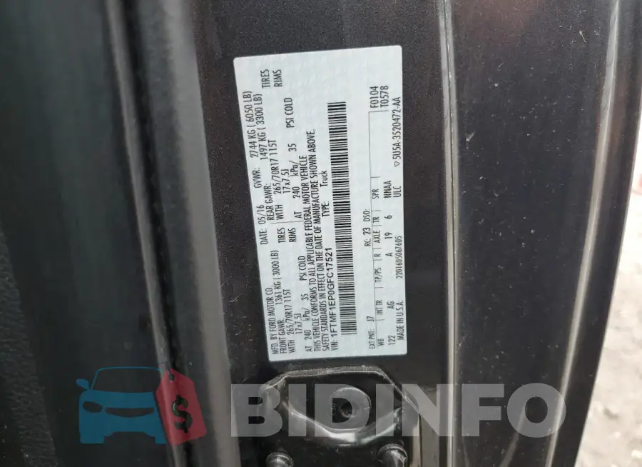 1FTMF1EP0GFC17521 Photo# 12