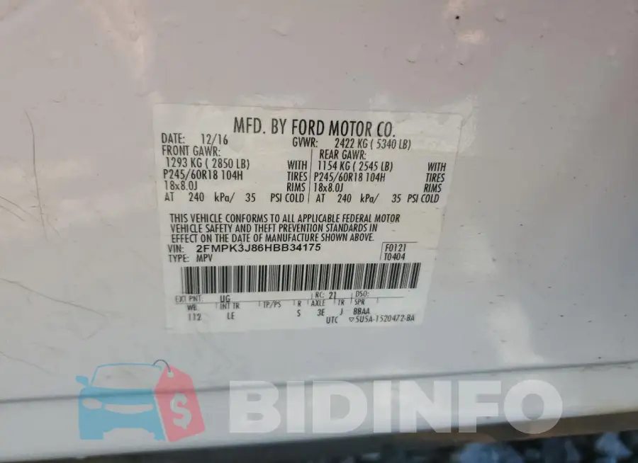 2FMPK3J86HBB34175 Photo# 13