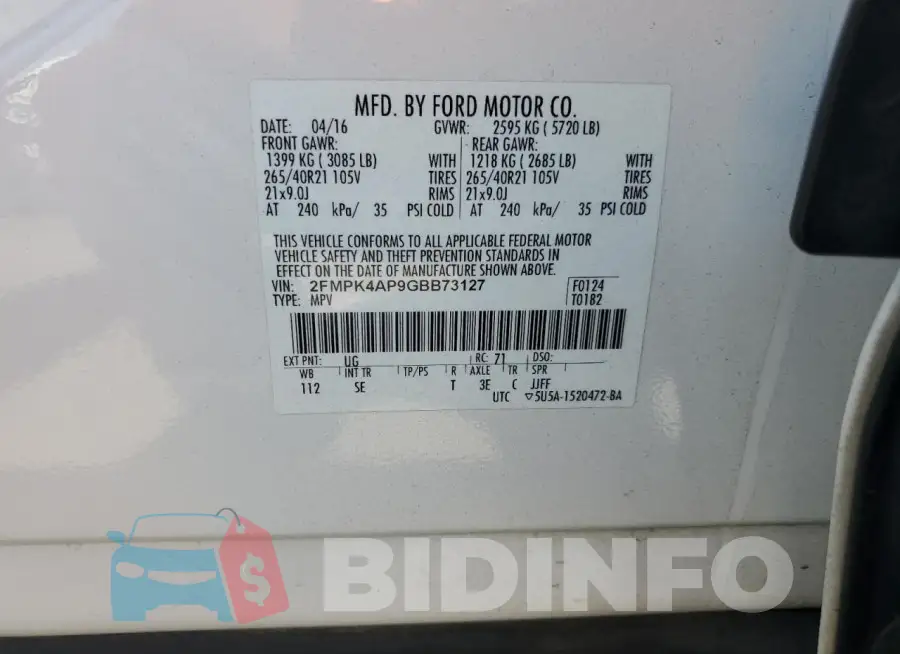 2FMPK4AP9GBB73127 Photo# 13