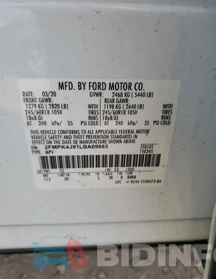 2FMPK4J91LBA69663 Photo# 13