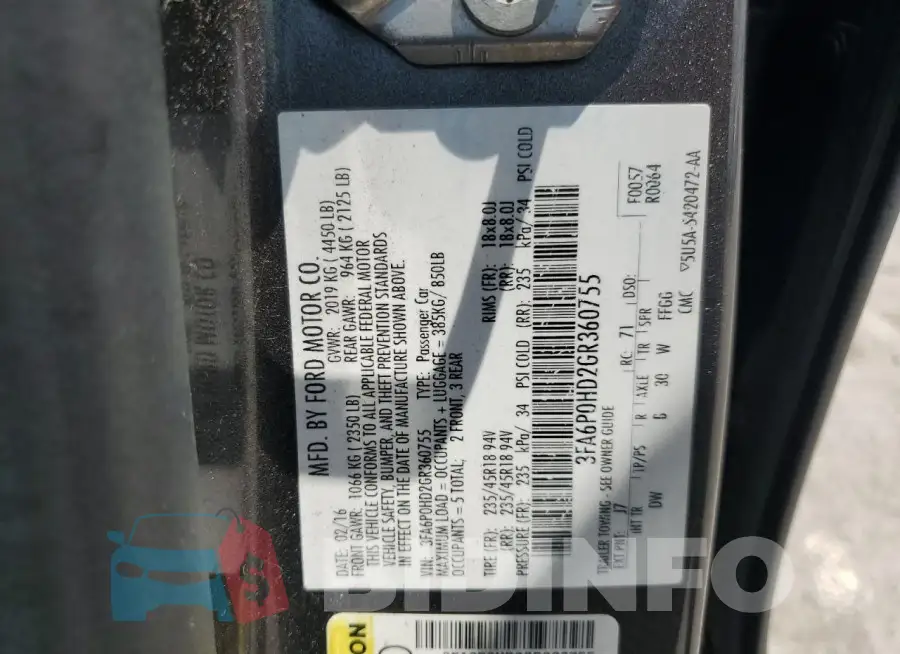 3FA6P0HD2GR360755 Photo# 12