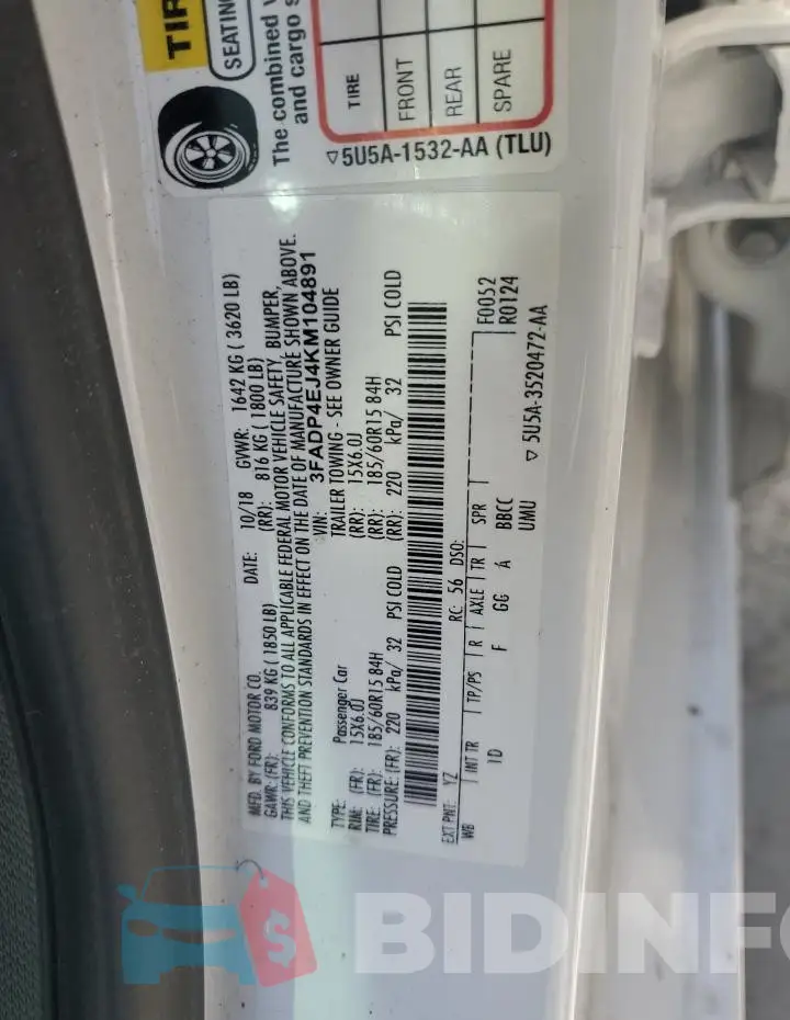 3FADP4EJ4KM104891 Photo# 12