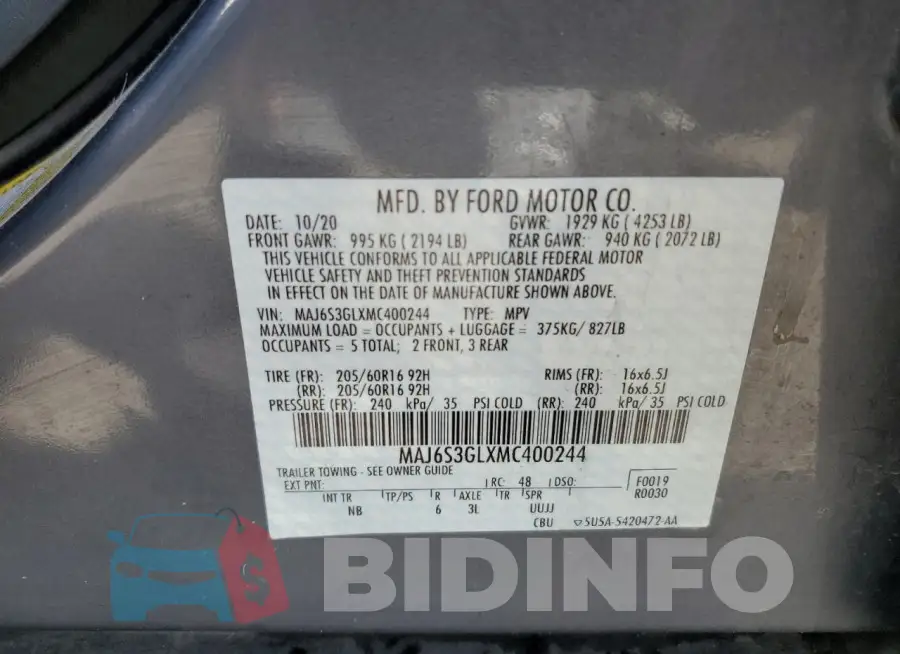 MAJ6S3GLXMC400244 Photo# 13
