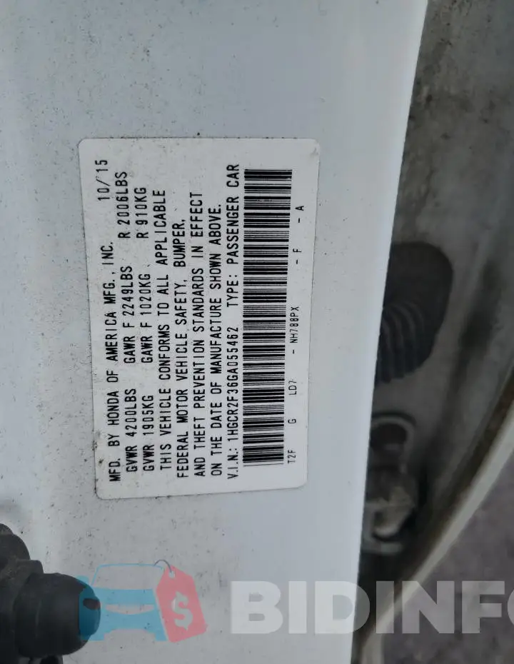 1HGCR2F36GA055462 Photo# 12