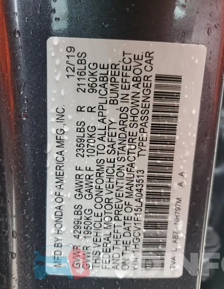 1HGCV1F15LA043513 Photo# 12