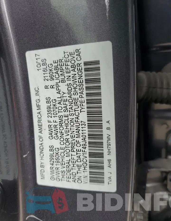 1HGCV1F49JA011137 Photo# 12