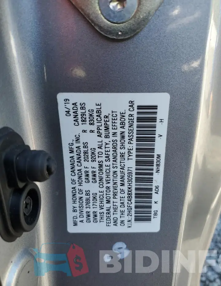 2HGFC4B8XKH305971 Photo# 13