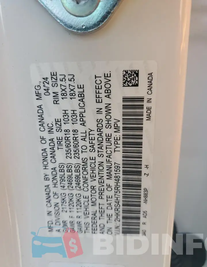 2HKRS4H75RH481597 Photo# 13