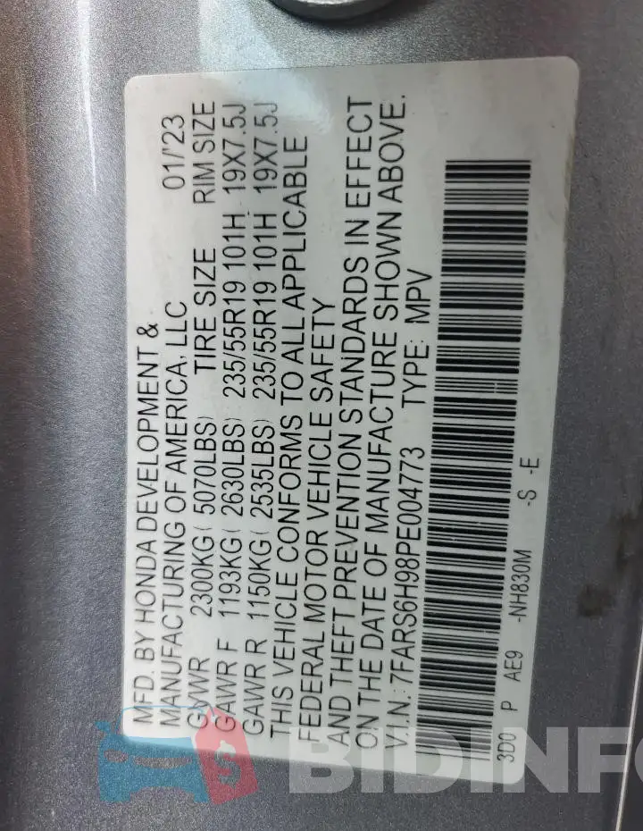 7FARS6H98PE004773 Photo# 13