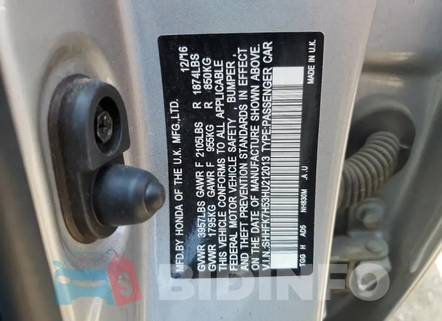 SHHFK7H53HU212013 Photo# 13