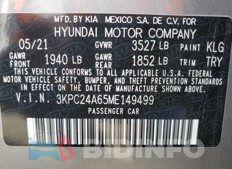 3KPC24A65ME149499 Photo# 12
