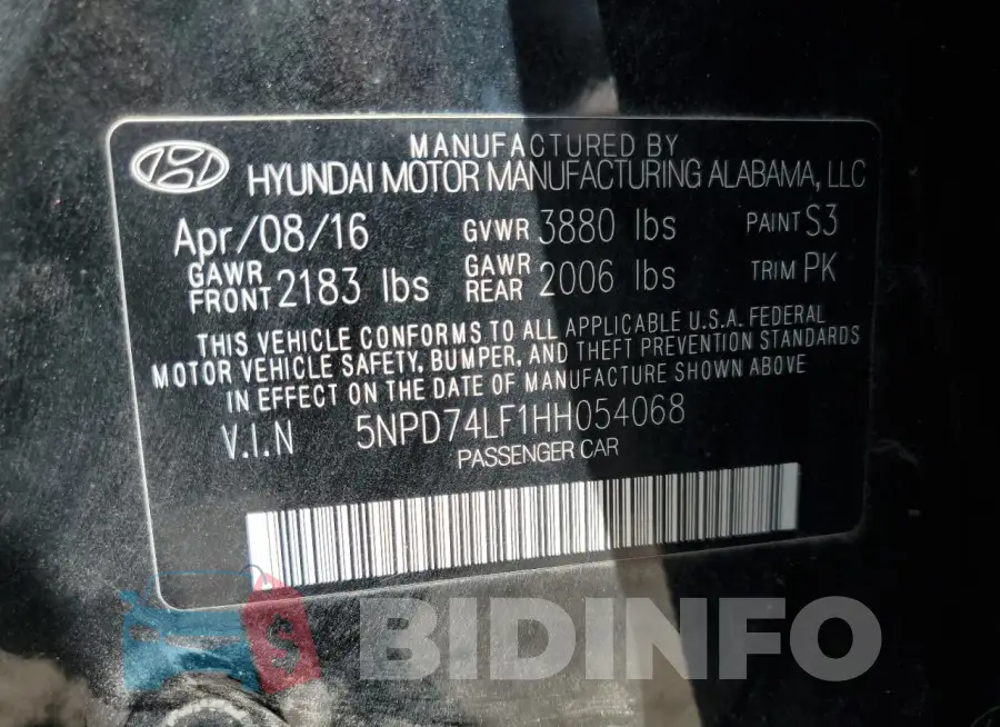 5NPD74LF1HH054068 Photo# 13