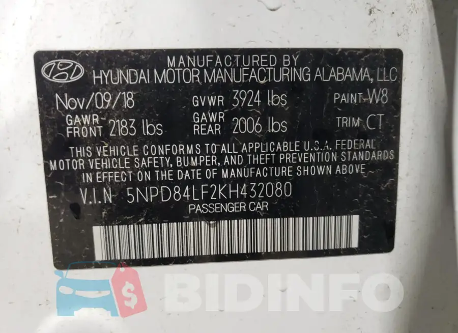 5NPD84LF2KH432080 Photo# 13