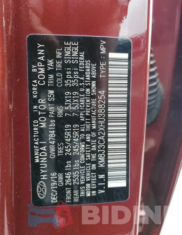 KM8J3CA2XHU388254 Photo# 14