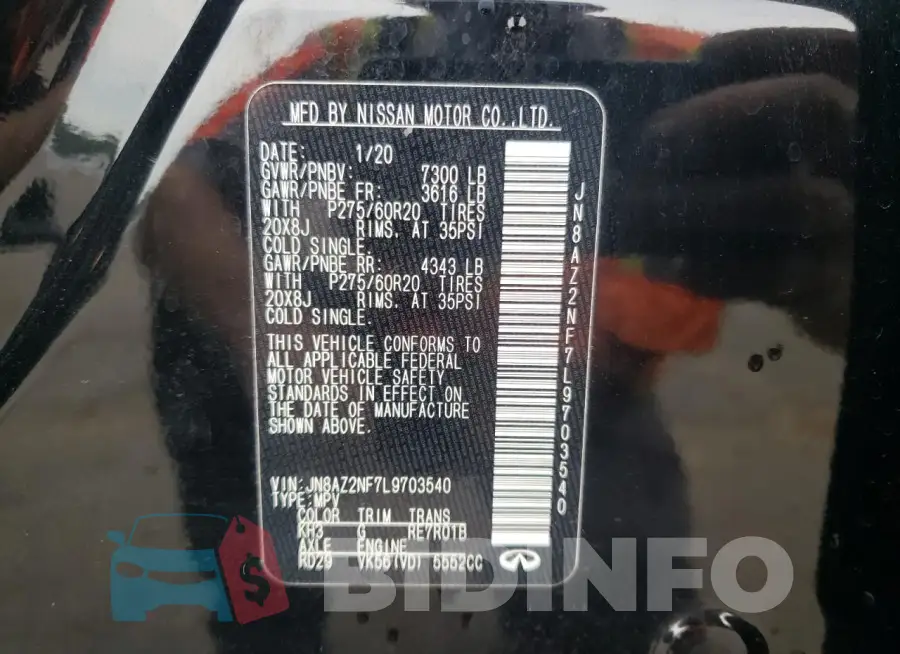 JN8AZ2NF7L9703540 Photo# 13