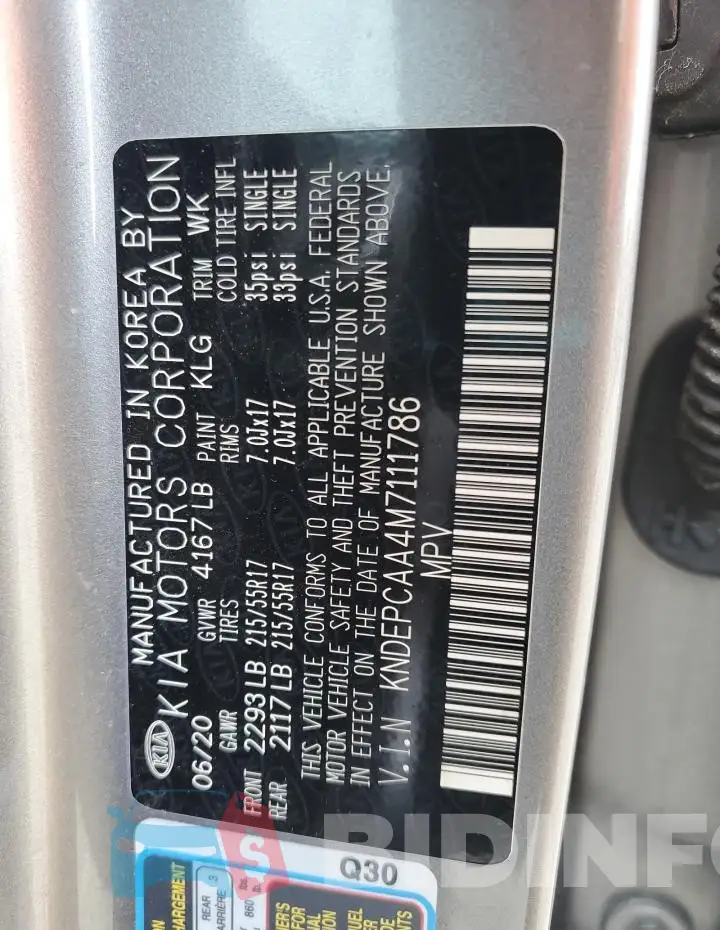 KNDEPCAA4M7111786 Photo# 13