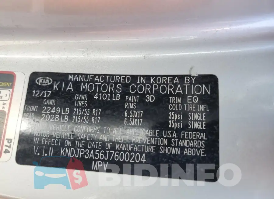 KNDJP3A56J7600204 Photo# 12