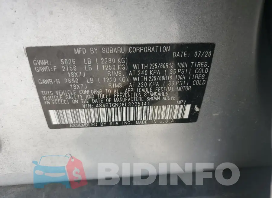 4S4BTGND8L3225141 Photo# 12