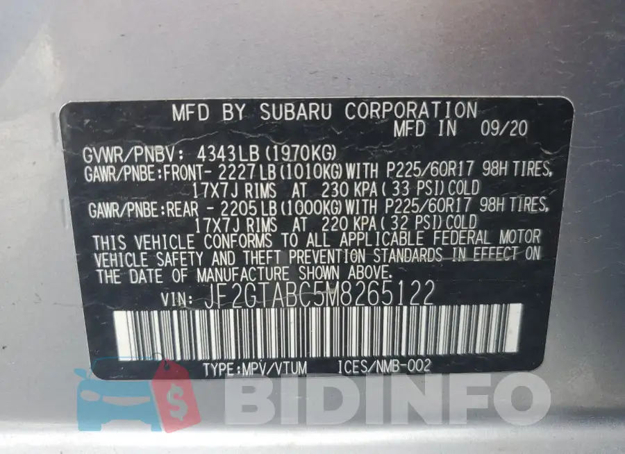 JF2GTABC5M8265122 Photo# 14