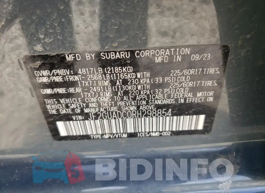 JF2GUADC0RH298854 Photo# 14