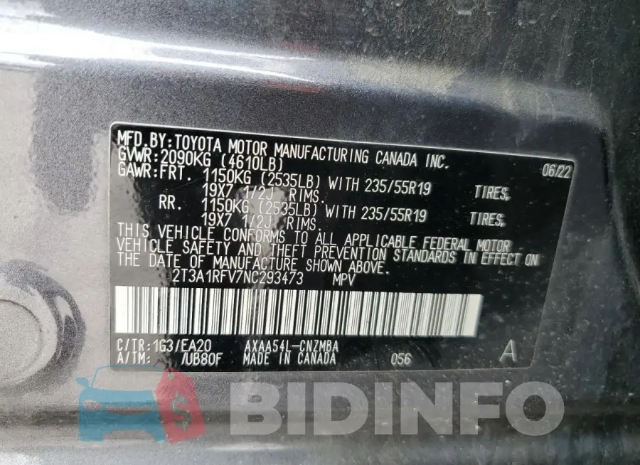 2T3A1RFV7NC293473 Photo# 14