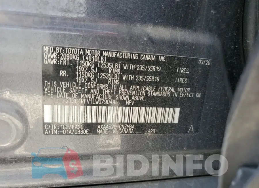 2T3C1RFV1LW079048 Photo# 13