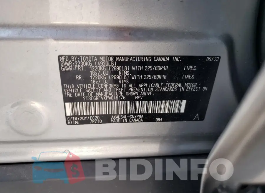 2T3E6RFVXPW046176 Photo# 13