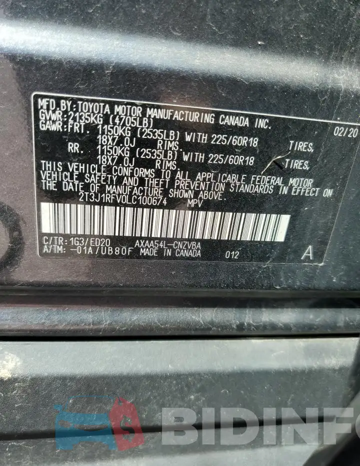 2T3J1RFV0LC100674 Photo# 13