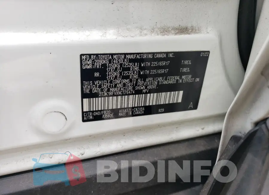 2T3K1RFVXNC176474 Photo# 12