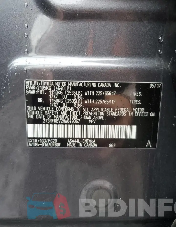 2T3RFREV2HW649367 Photo# 13