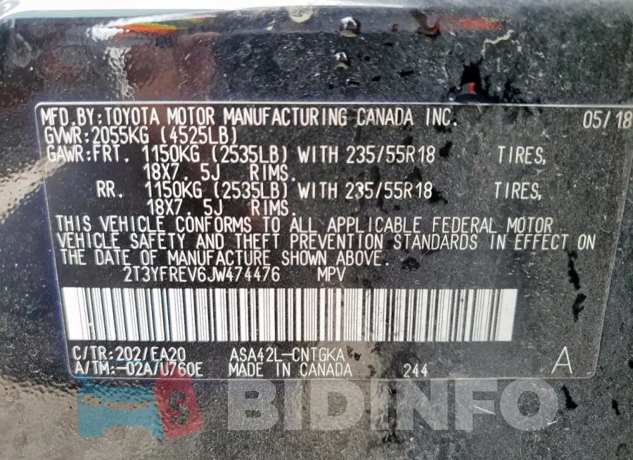 2T3YFREV6JW474476 Photo# 14