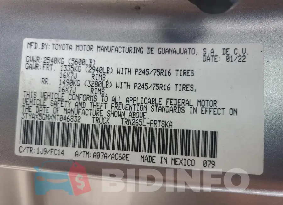 3TYAX5GNXNT046832 Photo# 13