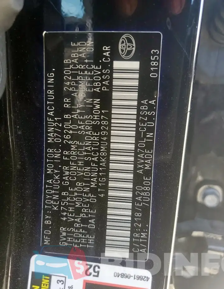 4T1G11AK8MU492871 Photo# 12